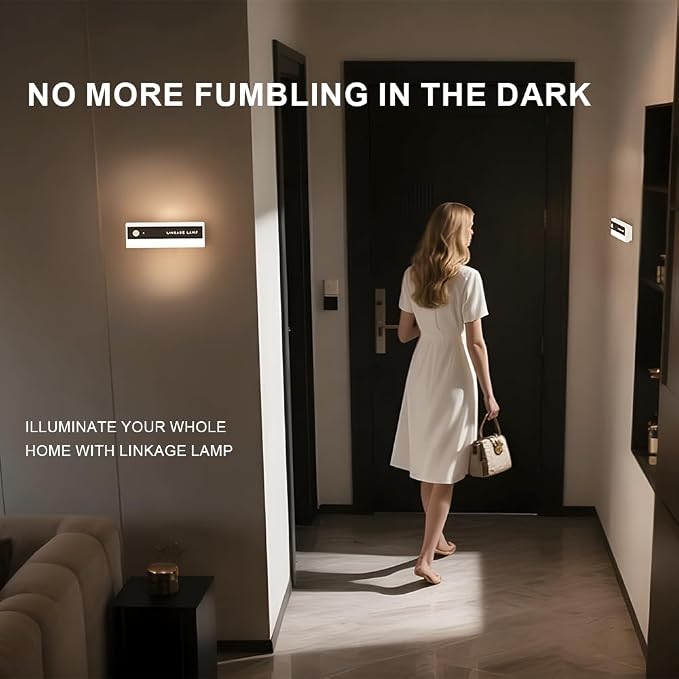 Under Cabinet Lights LED Wireless Motion Sensor Light Indoor USB Charging 2 Levels Dimmable Magnetic Closet Lights Under Bed Lights for Kitchen Cabinets Wall Stairs (1Pack)