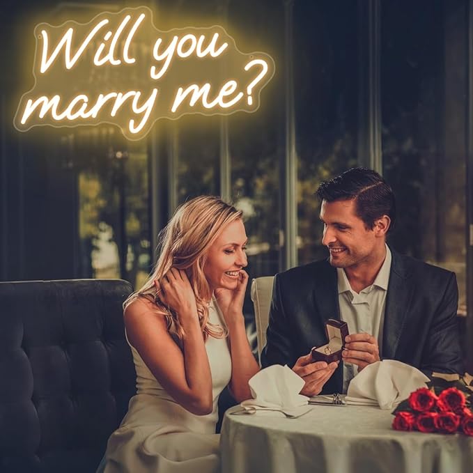Will You Marry Me Neon Sign, Marry Me Light Up Letters for Wedding Proposal Decorations, Warm White, 16.5 x 8.3 inch