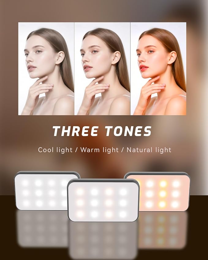 Portable Selfie Light for iPhone: Rechargeable Phone Fill Lights, Ring Light for Camera Picture, Makeup Photo, Video Conferences, Laptop Use, Zoom Meetings, TikTok, Vlog Photography