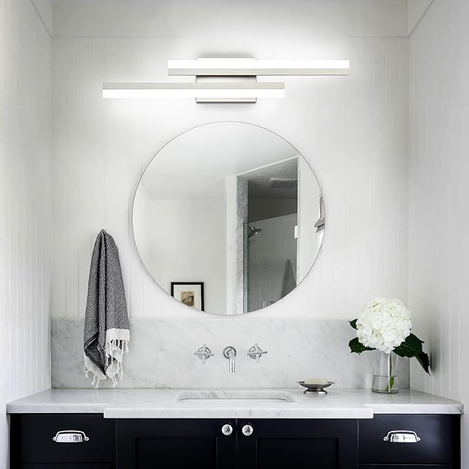 PRESDE 24 Inch LED Vanity Light Brushed Nickel Bathroom Light Fixtures Over Mirror Modern Bath Lighting Bar 5CCT