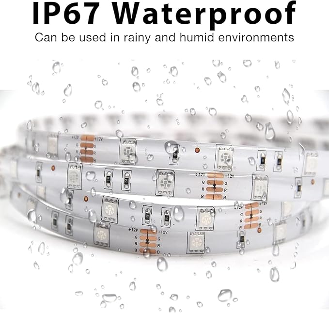 50ft RGB Outdoor Led Strip Lights Waterproof, Solar Led Strip Lights Outdoor with Self-Adhesive, Auto On/Off 16 Colors and 4 Modes with Remote Timer Great for Patio, Pathway Decor