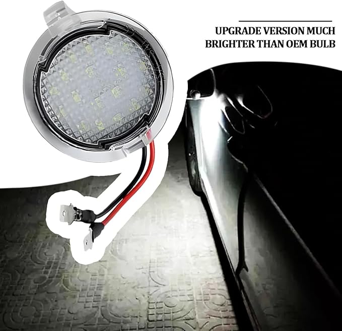 2PCS Car LED Side Mirror Puddle Lights, Vehicle Puddle Lamp Indicator, Automotive Mirror Signal LED Lamps Replacement Accessories, Compatible with Explorer Edge Mondeo (White)