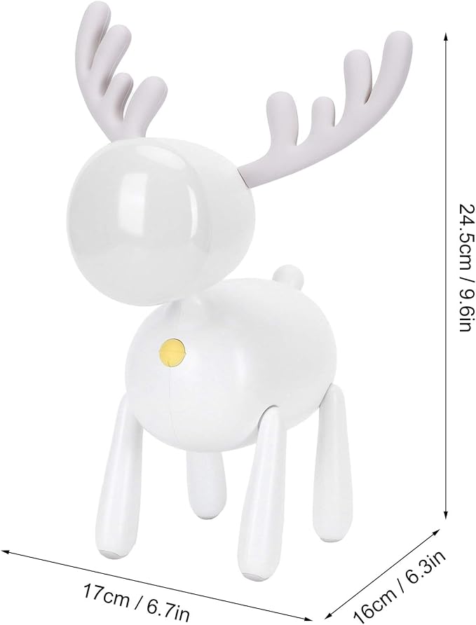 LED Night Light, Cute Deer Night Lamp, Cartoon Deer-Shaped Table Lamp, Portable Reading Table Night Lamp USB Charging Bedroom Decoration(White)