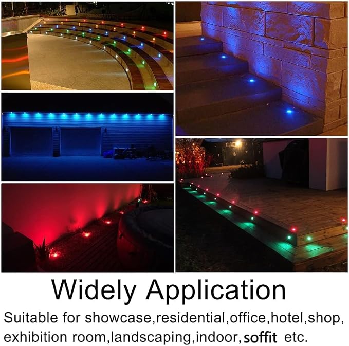30 Pack 1.22 Inch Smart LED Deck Lights, Low Voltage RGB Outdoor Lighting | Recessed 12V IP67 Waterproof, APP Control, Compatible with Alexa & Google Home, for Patio Stair Steps Landscape Decor