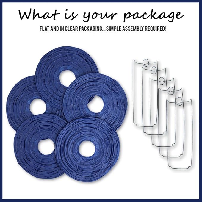 12 Inch Navy Blue Paper Lantern Lamps Chinese Lantern(Set of 5, Navy Blue)