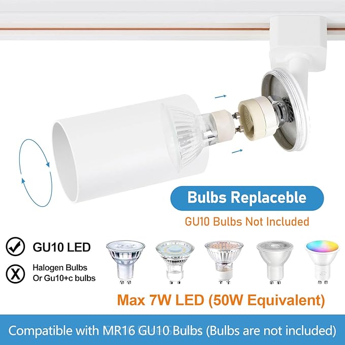 Plug in Track Lighting with Power Cord, 5-Light LED Track Lighting Kit with 39in Rail, Modern Kitchen GU10 Track Lighting Fixtures Plug in Ceiling Light with 13FT Plug Cord, White (No Bulbs)