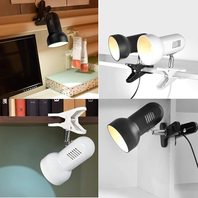 RONG&LAN Desk Lamp, 360 Rotation Clip on Lamp Portable Book Reading Light, Clamp on Desk/Table/Bunk Bed/Cupboard Home Lighting, White