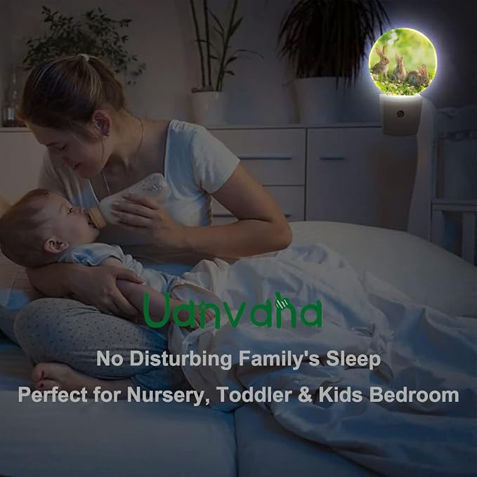 Easter Bunny Nightlight Cute Rabbits in Meadow Plug-in Nightlight Energy Saving 0.5W LED Lighting for Boys Girls Men Women Gift