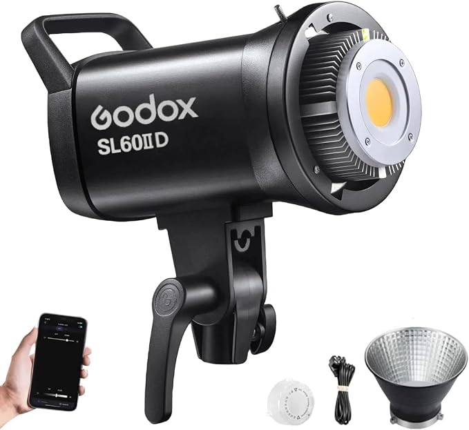 Godox SL60IID 70W LED Video Light, 18600Lux@1M 5600K LED Continuous Light, CRI96+ Bluetooth&Remote Control 8 Fx Effects, Compact Studio Light for Video&Photography