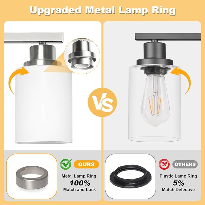 5-Light Bathroom Light Fixtures, Modern Brushed Nickel Vanity Light Over Mirror, Wall Sconces with Milky White Glass Shades for Living Room Bedroom Hallway E26 Base