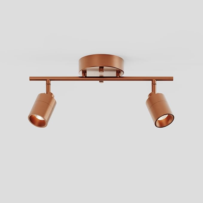 Shura Brushed Copper 2-Light Track Light with Rotatable Heads, Integrated LED Bulbs, 15 in. Track Lighting Kit, 3000k, 1120 Lumens