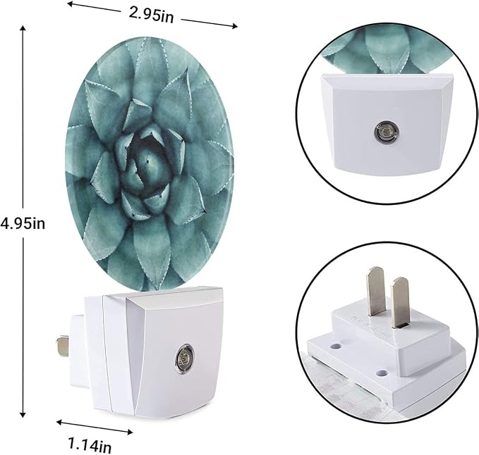 EKOBLA Cactus Night Light, Green Tropical Plant Night Lights Plug Into Wall with Dusk to Dawn Auto Sensor for Bathroom, Hallway, Kitchen and Indoor Home Decor