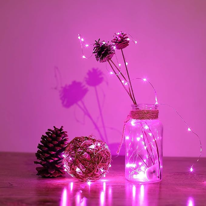 YKB 6 Pack Pink Fairy String Lights Battery Operated Fairy Lights Starry String Lights on 3.3ft/1m Silvery Copper Wire DIY Christmas Decoration Costume Wedding Party Halloween Easter