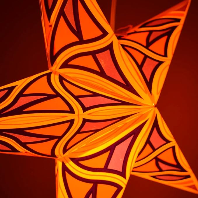 Mosaic Paper Star Lantern with 12 Foot Power Cord Included