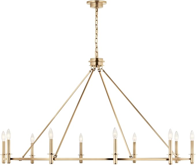 KICHLER Carrick 10-Light Chandelier, Updated Traditional Light in Polished Nickel, Sloped Ceiling Compatible, for Foyer, Great Room, Dining Room or Vaulted Bedroom (31" x 54.25"), 52707CPZ