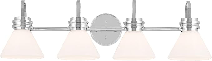 Kichler Farum 34" 4-Light Vanity Light with Opal Glass in Chrome for Single or Double Vanity, Over a Mirror, Powder Room, Bathroom, (34" W x 9.5" H), 55156CH