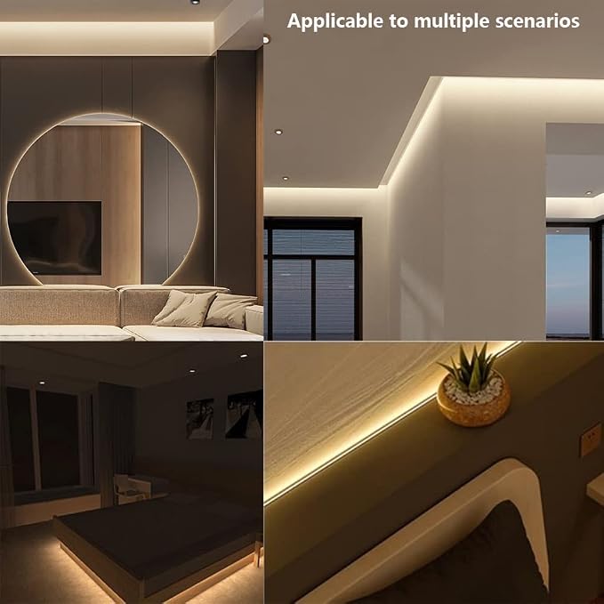 TOPAI 12V 5mm Dotless COB LED Strip 16.4ft 4000K Natural White | Ultra Thin Tape Lights, CRI>90 400 LEDs/M, No Dark Spots, Flexible Cuttable, Self Adhesive Easy Install
