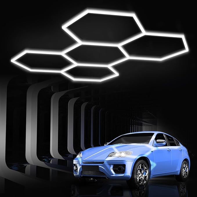 Hexagon Garage Lights: Hexagon led Gym Lights 26520LM DIY LED Shop Light | Car Detailing Ceiling Light for Basement Warehouse Workshop Barbershop Car Care Wash Room Auto Beauty 6500K