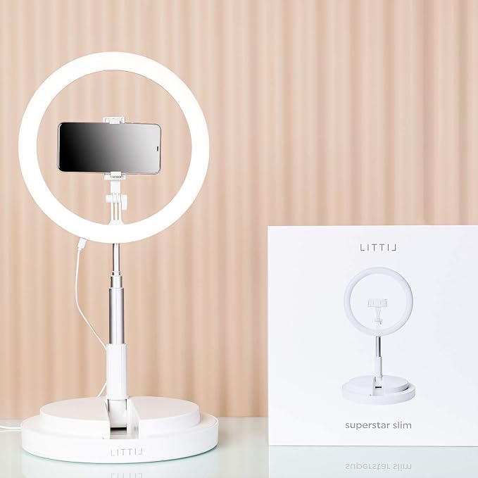 Superstar Slim - 11in Foldable Ring Light with Stand and Phone Holder | Portable for Easy Transport | 3 Adjustable Light Modes | Perfect for Videos, Stories, TikTok