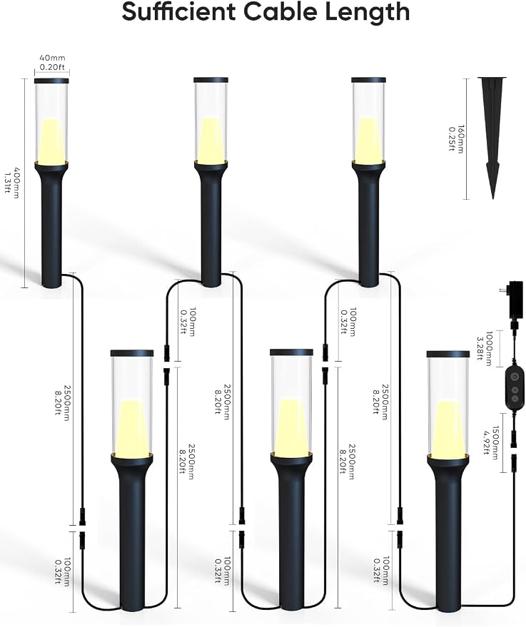Pathway Lights,RGBCW Walkway Lights with APP Control,4 Pack | IP65 Waterproof,Low Voltage Landscape Lighting 800LM,Color Changing,for Garden, Yard, Patio,Compatible with Alexa