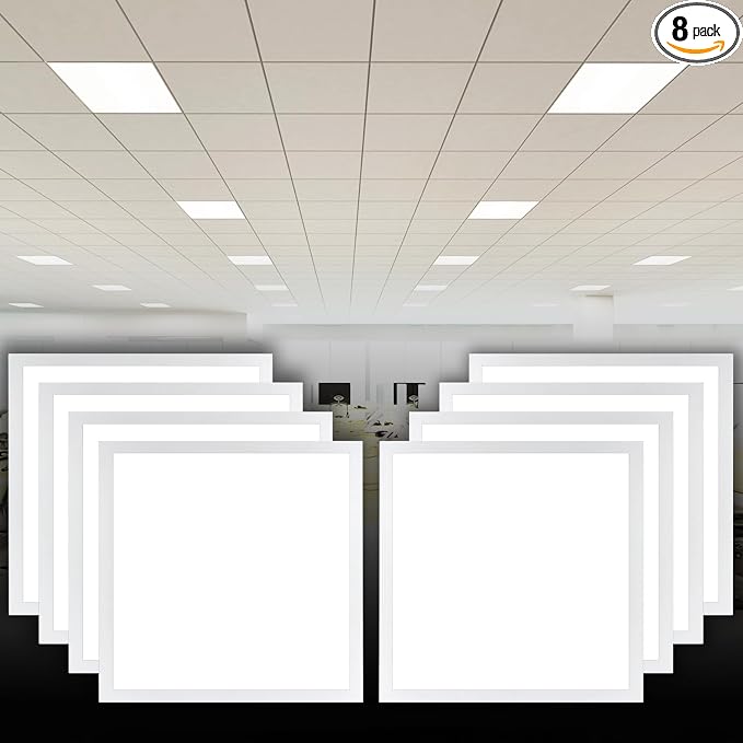 CycevSun 2x2 LED Flat Panel Light Drop Ceiling, 0-10V Dimmable, 8 Pack | 20/30/40W Selectable, 4400LM, 3000K/4000K/5000K Switchable, 2 x 2 Fixture, 120-277V, ETL, Office, Commercial, Classroom