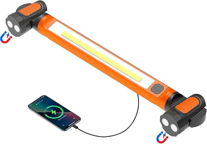 Mechanic Work Light, wokelux 3000LM LED Work Light, 5200mAh Rechargeable Magnetic Work Light, Underhood Cordless Work Lights with Hooks for Mechanics Inspection Workshop Emergency