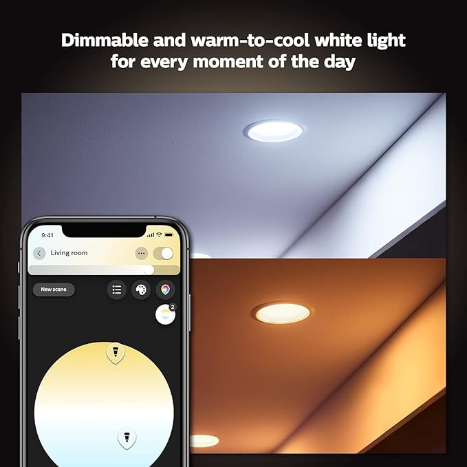 Philips Hue Smart Retrofit Recessed 5/6 Inch LED Downlight, Warm-to-Cool White Recessed Lighting, 6 Pack,1100LM, Control with Hue App, Compatible with Alexa, Google Assistant, and Apple HomeKit