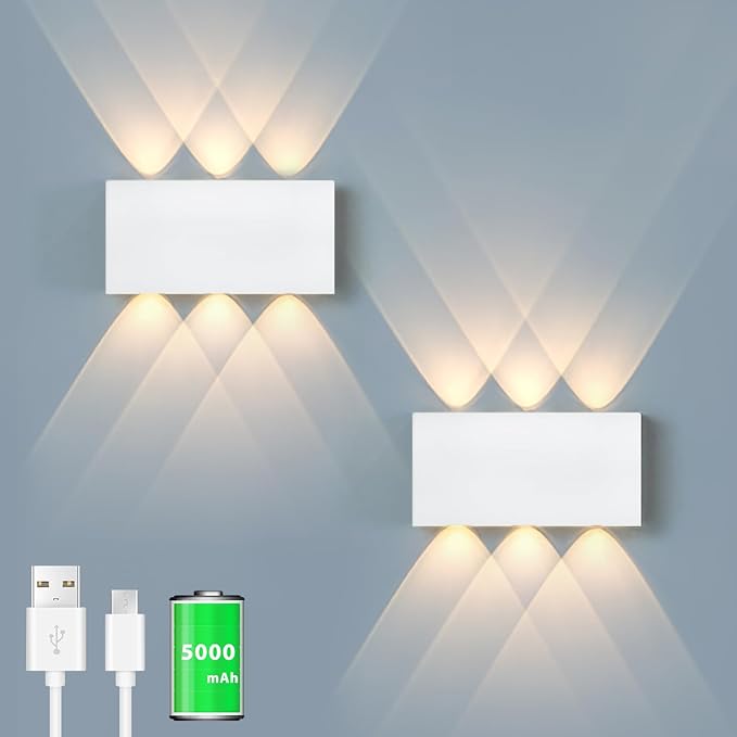 Shelprojsu LED Magnetic Wall Sconce Lights,5000mAh Wireless Bedside Wall Light USB Rechargeable Reading Wall Lamp,3 Lighting Colors and Dimmable Battery Operated Wall Sconces (White, 1 pcs)