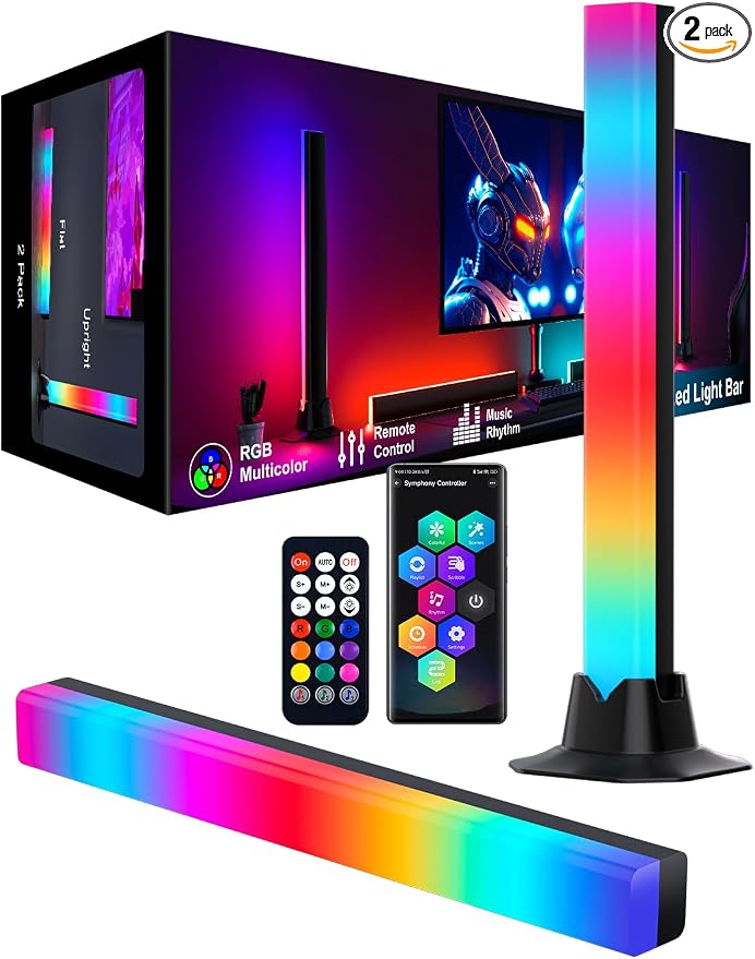 RGB IC LED Light Bar, LED Light Bar with Remote Control, 16 Million Colors & Music Sync, Color Changing Ambient TV Backlights for Home Decor, Gaming, Festivals, Party