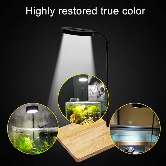Full Spectrum LED Aquarium Light for Under 1.5 Gallon Fish Tank 10w | W/Bamboo Board,Nano Fish Tank Light USB Powered 360 Degree Bettas Fish Tank Lights for Plant