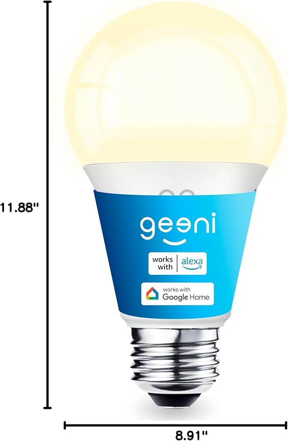 Geeni LUX 800 Smart Wi-Fi LED White Light Bulb (2700K), A19, 60W Equiv. | Dimmable, no hub required, works with Alexa & Google Home