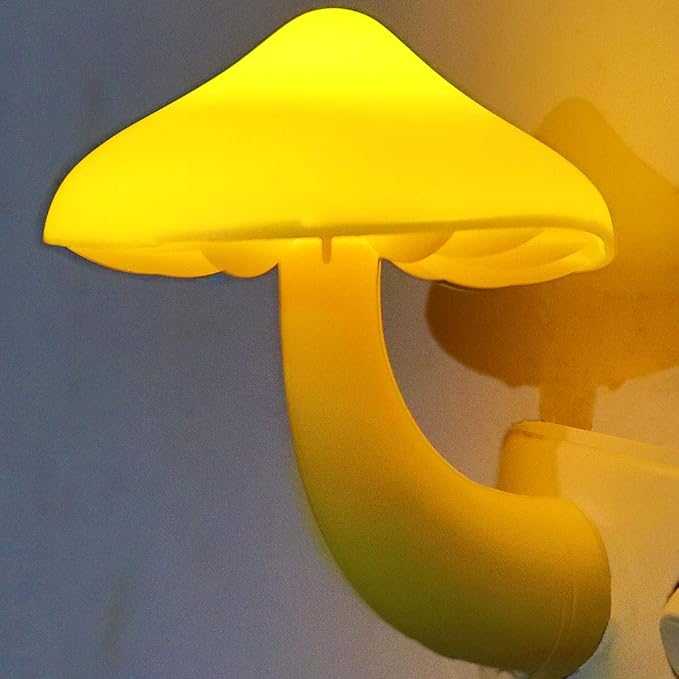 AUSAYE Sensor LED Night Lights for Adults Kids NightLight Cute Mushroom Night Light Plug in Wall Lamps for Bedroom, Bathroom,Toilet, Stairs, Kitchen, Hallway Corridor Warm Yellow