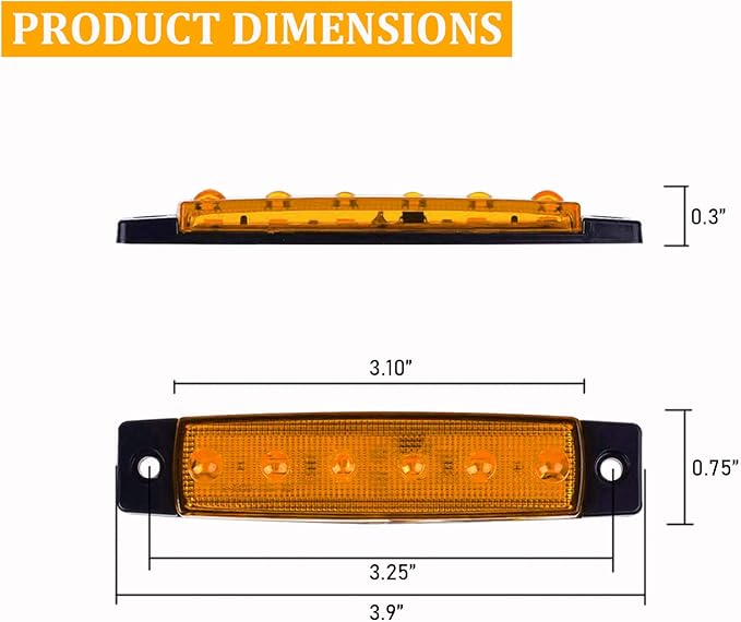 PSEQT LED Boat Interior Lights Marine Courtesy Light Strip Deck Transom Cockpit Navigation Lighting Waterproof for Fishing Pontoon Kayak Yacht Sailboat (Amber 10Pcs)