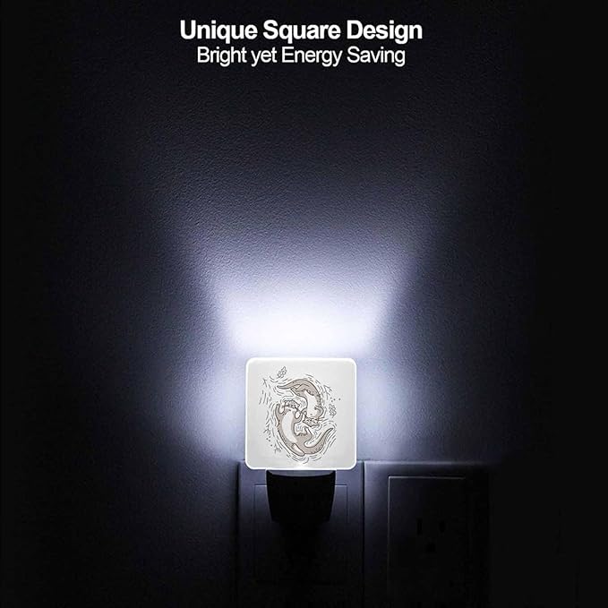 LED Night Light,Funny Couple Otter LED Night Light Plug into Wall with Dusk to Dawn Light Sensor White Energy Efficient Nightlight for Bedroom Bathroom Hallway Living Room Kitchen