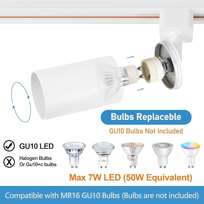 12 Lights LED Track Lighting Kit with 13FT H Track Lighting Rails & Floating Canopy Connector, GU10 Track Light Kit Modern Kitchen Track Lighting Fixtures Ceiling Spot Light, White - No Bulbs