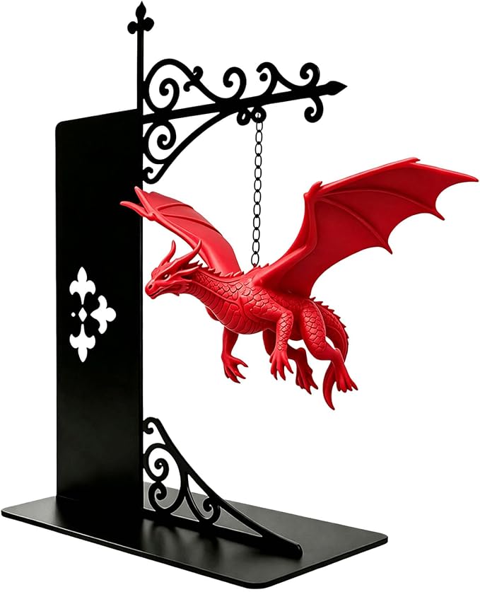 Magical Floating Dragon Bookshelf Lamp, Warm LED Dragon Night Light, Fantasy Reading Nook Decor, Unique Gift for Fantasy Lovers and Book Readers (red)