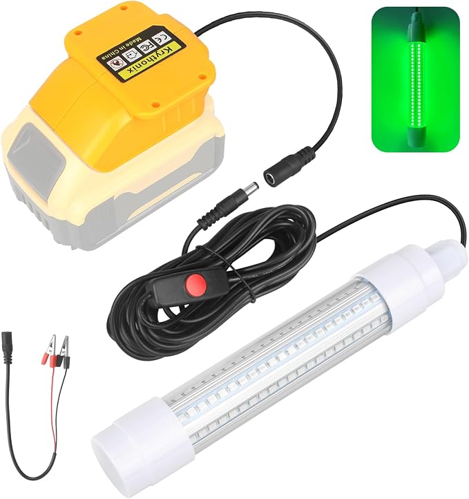 Underwater Fishing Light Compatible with Dewalt Battery(Tool Only | Green Fishing Light LED Underwater For Crappie And Squid Attaracting,13W,1512 lumens,Green Dock Light(No Battery)