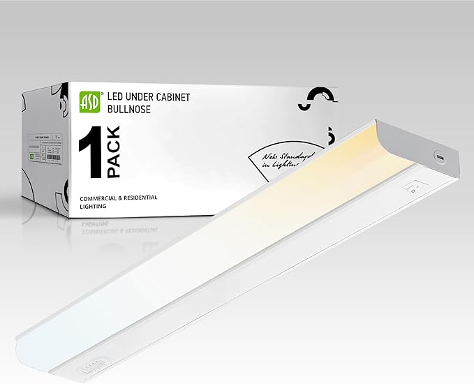 ASD 24 Inch Hardwired LED Under Cabinet Light, On/Off & 5CCT Switch 2700K-5000K, 12W 1051LM CRI90+, Direct Wire Low Profile Linkable Fixture, Dimmable Under Counter Kitchen Lighting, White, UL