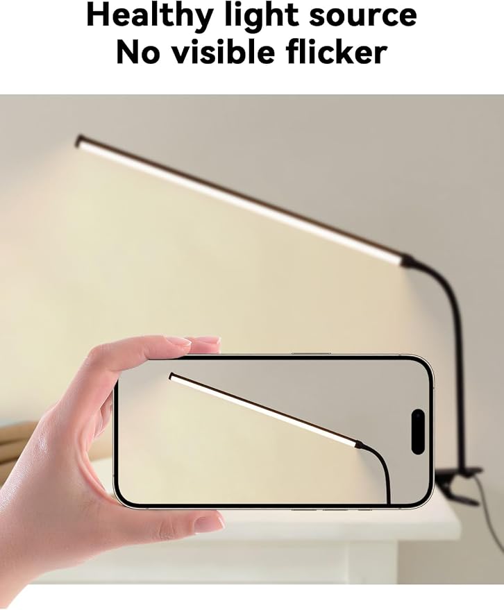 2 Pack LED Desk Lamp with Clamp, Dimmable Clip on Light for College Dorm Room, Eye-Friendly Reading Study Lamp for Students, Flexible Gooseneck Bedside Light, Home Office Desk Lights Bedroom