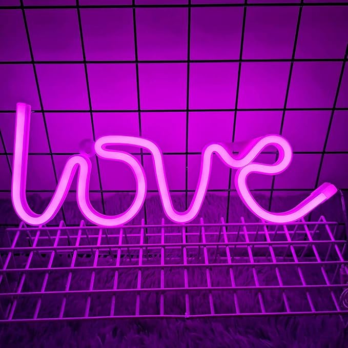 Neon Love Signs Light LED Love Art Dorm Decor Sign-Wall Decor-Table Decor for Valentine's Gift Girls Room Kids Room Living Room House Bar Pub Hotel Beach Recreational Battery or USB Powered Light
