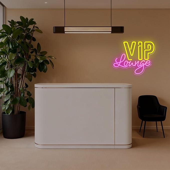 VIP Lounge Neon Signs for Wall Decor, VIP LED Neon Light Signs for Bar, Hotel, Cafe, VIP Room, Club, Business, Home Lounge Decoration, USB Powered