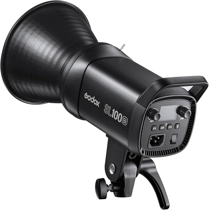 Godox SL100Bi 100W Bi-Color LED Video Light – 32,100 Lux@1M, 2800K-6500K, CRI 96+, TLCI 97+, Bowens Mount, 11 FX, App & Remote Control, Silent Studio Bright Lighting for Video & Photography