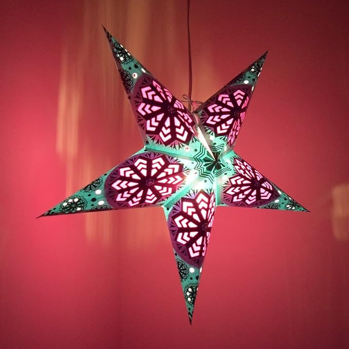 Snowflake Paper Star Lantern with 12 Foot Power Cord Included