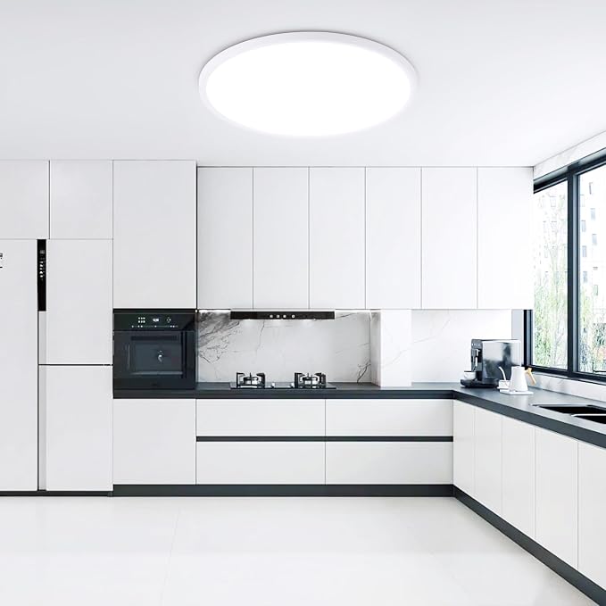MOONSEA 20 Inch LED Dimmable Flush Mount Ceiling Light Fixture 40W Round | Adjustable 3000K/4500K/6000K, 4000LM Bright Kitchen Light Fixture, 10-100% Brightness Adjustable, 0.98in Low Profile