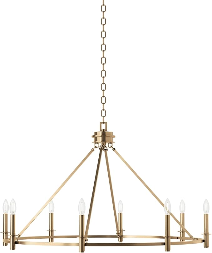 KICHLER Carrick 8-Light Chandelier, Updated Traditional Light in Polished Nickel, Sloped Ceiling Compatible, for Dining Room, Office, Foyer or Bedroom (23.7" x 40.75"), 52706CPZ