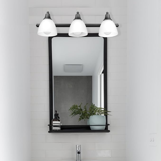 Globe Electric 51227 Jayden 5-Piece All-In-One Bathroom Set, Oil Rubbed Bronze, 3-Light Vanity Light with Frosted Glass Shades, Towel Bar, Toilet Paper Holder, Towel Ring, Robe Hook, Bulb Not Included
