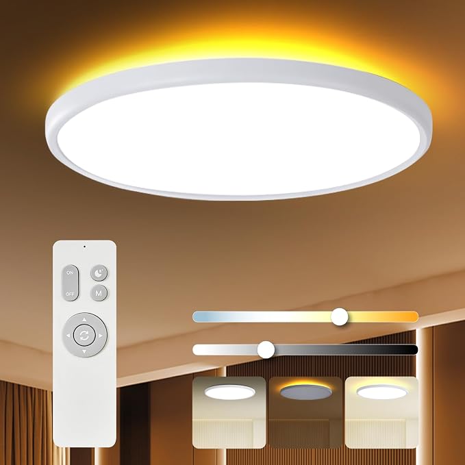 TALOYA 18 Inch Dimmable Flush Mount Ceiling Light with Remote | Adjustable Color Temperature 3000K-6500K, Plus 2000K Night Mode.Great for Bedroom,Living Room and Kitchen,White