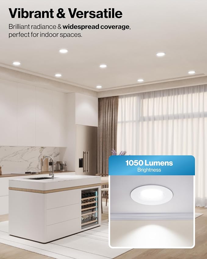 Sunco 24 Pack Retrofit LED Recessed Lighting 6 Inch, Downlight Can Lights for Ceiling, 1050 LM, 2700K/3000K/3500K/4000K/5000K, Dimmable, Baffle Trim, 13W=75W, 50000 Lifetime Hours, Damp Rated UL
