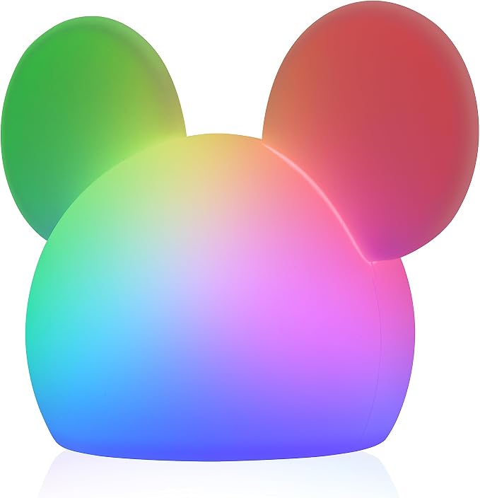 Disney Mickey Mouse Squishy Light, Color Changing, Night Light for Kids, USB Lamp, Battery Operated, Dimmable, Ideal for Bedroom, Playroom, Living Room, and More, 66944 (Pack of 8)