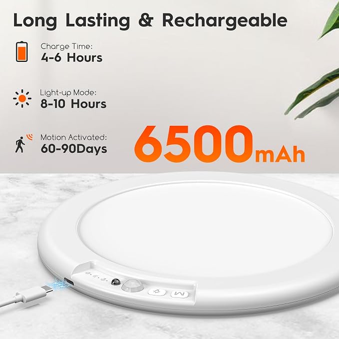 3 Pack Rechargeable Motion Sensor Ceiling Light with Remote, Wireless Battery Operated Closet Light with 13 Colors Changing, 0.55″ Magnetic Lights for Shower Bathroom Closet Hallway Pantry